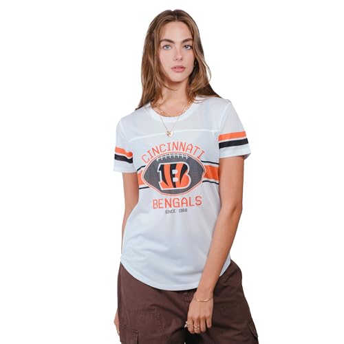 Ultra Game Women's NFL Official Soft Mesh Varsity Stripe T-Shirt