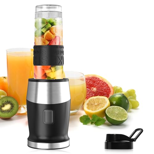 Blender Smoothie Maker, 500W Smoothie Blender, Mini Blender, Small Blender Personal Blender with BPA Free Portable Blender Bottle (570ml) & Lids for Milkshakes, Juicer, Fruit, Vegetables, Ice, Kitchen