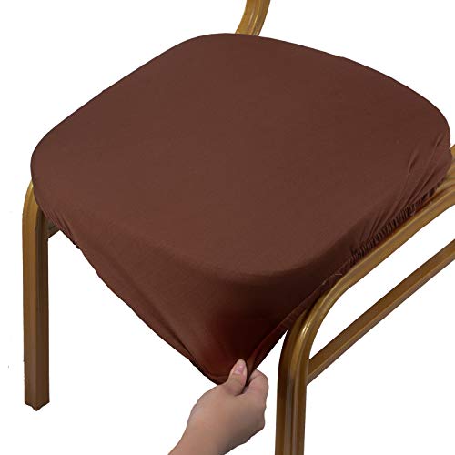 Product Deal Voilamart Dining Chair Seat Covers Set of 4 Soft Stretch Removable Washable Chair Cover for Dining Room, Seat Covers for Dining Room Chairs, Coffee