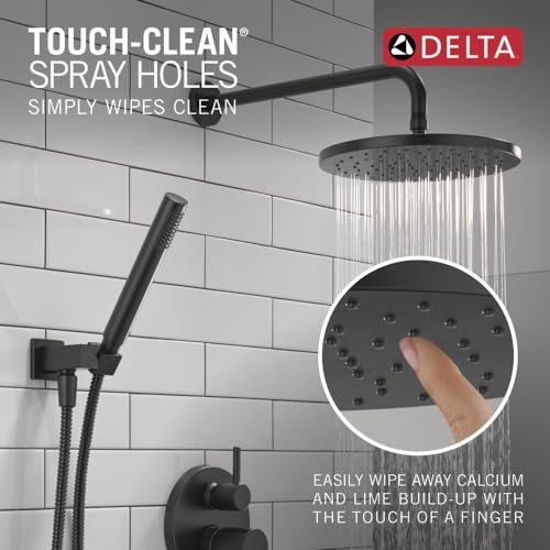 Delta 342702-BL Faucet Modern Raincan 2-Setting Round Shower System Including Rain Shower Head And Handheld Spray Black thumb #4