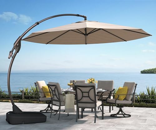 Grand patio 11FT Cantilever Umbrella with Base Outdoor Large Roun...