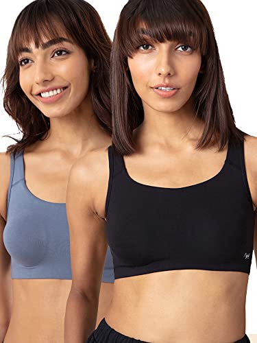 Image of NYKD NYB113 Cotton Non Padded Non Wired Full Coverage Slip On Everyday Bra Pack of 2