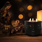 Strong Eucalyptus & Rosemary 3 Wick Black Large Candle, 20oz, Ceramic, Outdoor Scented Candles, 100% Soy, for Home Scented, Yoga, Meditation, Table Decor, Home Decor, Boho Decor, Beautiful Candle Jars - Image 3