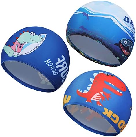 3 Pieces Kids Swim Caps for Boys Girls Age 1-6 Swimming Cap Pool Cap for Kids Child Swim Caps for Toddler Youth (Vivid Style)