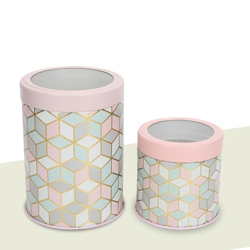 Image of Maroc Collection Airtight Kitchen Container Set| 450ML+1100ML- Set of 4| Food Grade Metal Storage Jars for Spices, Cookies & Dry Foods| Leakproof, Moist-Proof Canisters| Moroccan Pink Pastel