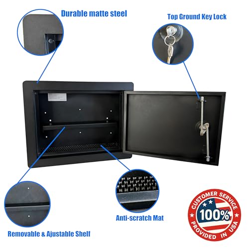 In-Wall Safe with Key Lock – Heavy-Duty Steel Lockable Hidden Wall Compartment for Secure Storage, Wall Safe Box for Jewelry, Cash, and Documents – 15.75-Inch Exterior Width, Black thumbnail 6