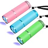 Coolrunner 3pcs Black Light Flashlight, U,V LED Flashlight, Portable Ultraviolet Light 395nm, Small Glow Flashlights with 9 LED U,V Lights for Pet Urine, Counterfeit, Scorpion Detection