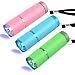 Coolrunner 3pcs UV LED Flashlight, Small Glow Flashlights with 9 LED UV Lights Lamp for Pet Urine Detector, Portable UV Light Nail Dryer for Nail Gel