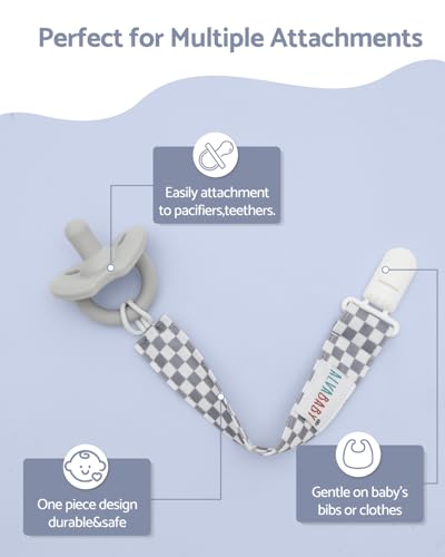 Image of ALVABABY Pacifier Clips 8 Pack Pacifier Binky Paci Holder Leashes for Teethers 8DP16A
