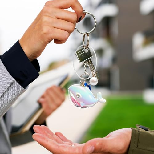 Image of 2 Pcs Cute Whale Keychain Set, Pink & Blue Ocean Whale Key Ring - Cartoon Whale Bag Charm, Key Pendant for Students, Ideal Carnival Prizes Birthday Goodie Bag Stuffers