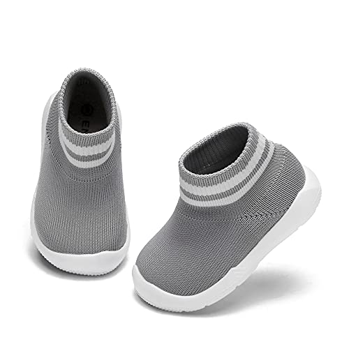 Engtoy Baby Sock Shoes Baby Walking Shoes Infant Non-Slip Breathable Slippers with Soft Rubber Sole Baby Boys Girls Slip On Sneakers Grey