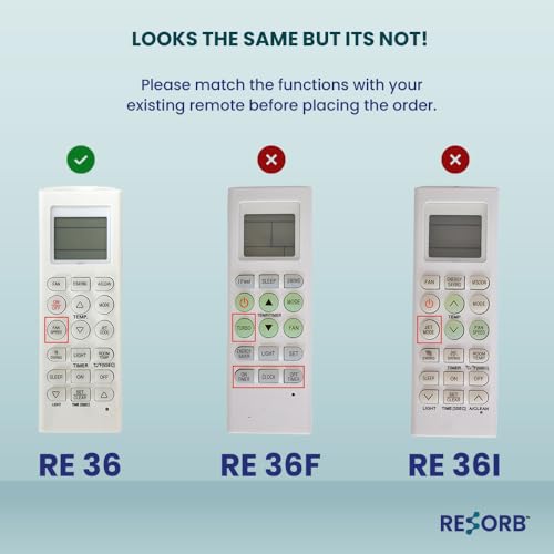 Image of AC Remote Control Compatible with LG Split Air Conditioner | AKB73455716, AKB73635603, AKB73455712 | Fan Speed, Jet Cool, Timer, Sleep, Swing, Room Temp & Light Functions | White | RE 36