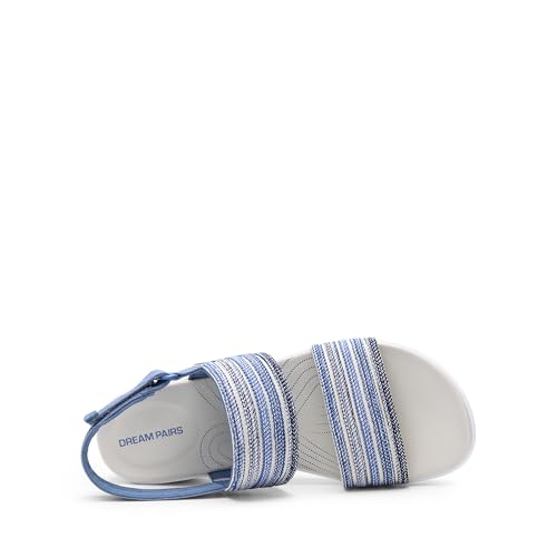 DREAM PAIRS DREAM PAIRS Women's Walking Sandals Lightweight Soft Footbed Low Wedge Comfort Indoor Outdoor Flat Sandals,Size 10,Blue,DWUMFS2522
