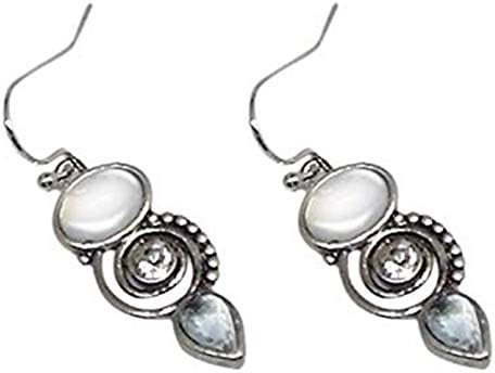 chenJBO Retro Earrings Boho Dangle Drop Earrings for Women Girls Silver Chalcedony Spiral Earrings Statement Earring Jewelry Gift