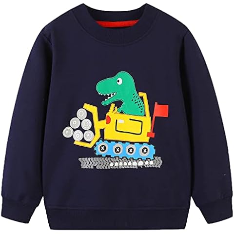 Koonde Boys Jumper Cotton Crewneck Sweatshirt Cartoon Long Sleeve Casual for Kids Toddlers 1.5 - 7 years (as8, age, 3_years, 4_years, Navy Bull 4T, 1007) Cover