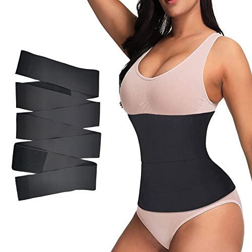 Snatch Me Up Bandage Wrap, Waist Trainer Tummy Sweat Wrap Belt for Women, Waist Trimmer Slimming Tummy Wrap Belt, Invisible Wrap Waist Trainer Tape Belly Body Shaper Compression Wrap, 4M/13.1FT(Black)