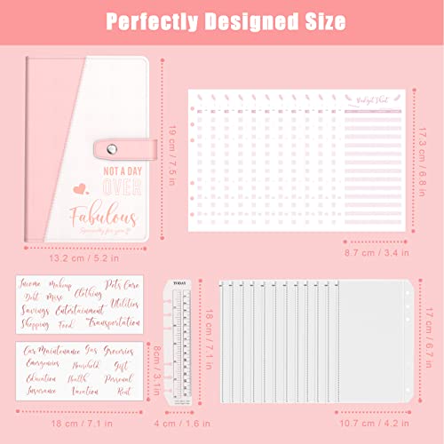 Nxpoy Cash Envelopes For Budgeting, 50 Pcs Budget Binder With Zipper Envelopes And Expense Budget Sheets, Waterproof Pu Leather A6 Binder For Money Saving Planner Organizer (Rose) #TOP2