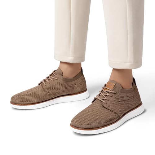 Bruno Marc Bruno Marc Men's KnitFlex Breeze Mesh Sneakers Oxfords Lace-Up Lightweight Casual Walking Shoes,Size 10.5,Light/Brown,GRAND-01