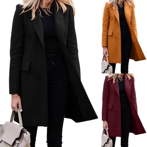 Long Blazers For Women Business Casual Notch Lapel Loose Fit Suit Jacket - image 1