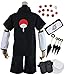Produktbild SUSICH Cosplay Kostüm für Erwachsener Halloween Weihnachten Karneval Party Costume Verkleidung Shippuden Uchiha Sasuke Top und Hose Anime Zubehör Stirnband Perücke Sharingan Tattoo-Aufkleber Set