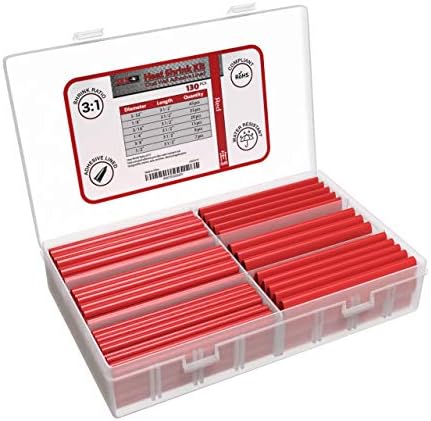 130 PC. Dual Wall Adhesive Marine Heat Shrink Kit - 3:1 Shrink Ratio - Red