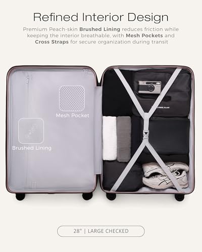Image of Coolife Luggage, Lightweight PC Hardside Suitcase, Checked-Large 28-Inch