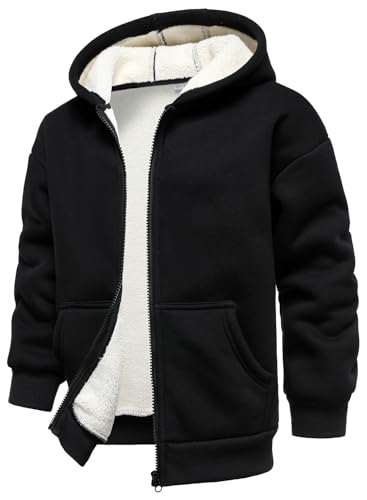 HOOD CREW Unisex Boys Girls Fleece Jacket Hoodie Warm Sherpa Lined Zip Up Hooded Sweatshirts Kids Winter Jacket Coats2