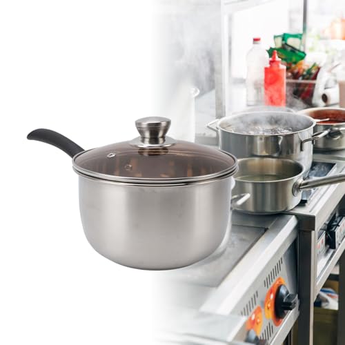 Casserole robuste induction avec couvercle, pot à lait en acier inoxydable - 6