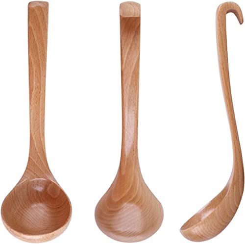 Lohome Natural Spoon Classic Wooden Soup-Ladle International Bamboo Kitchen Dinnerware Tools (2 Pcs) #TOP1