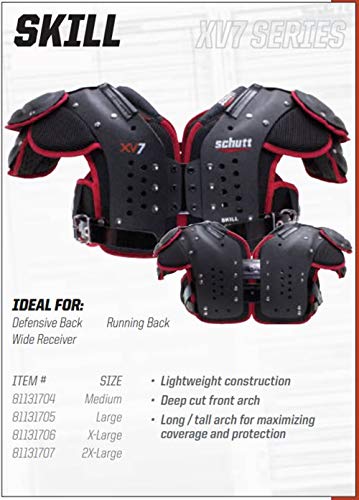 Schutt Sports XV7 Varsity Football Shoulder Pads, Large, Skill Positions