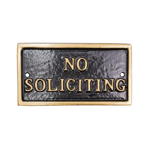 Montague Metal Products 5.75" x 3" No Soliciting Mini Rectangle Statement Plaque Sign - Black/Gold