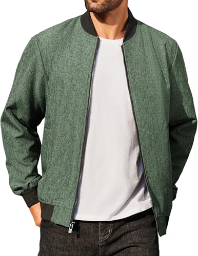 COOFANDY Men's Spring Fall Bomber Jacket Lightweight Full Zip Jackets Vintage...