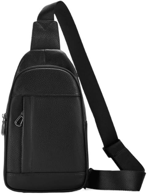 Men's Casual Genuine Leather Crossbody Backpack for Outdoor Travel with Large Capacity
