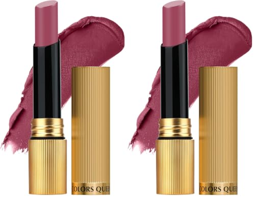 Image of Colors Queen Hold Up Full Day Non-Transfer Matte Lipstick | Long Lasting and Weightless Formula | Intense Color Pay Off | Waterproof Lipstick for Women (122 - Rose Wood, 4g) (Pack of 2)