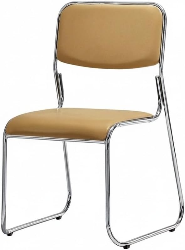 Stackable Office Chair with Chrome Frame and Padded Seat - Ideal for Home and Office Use (Black Leather)