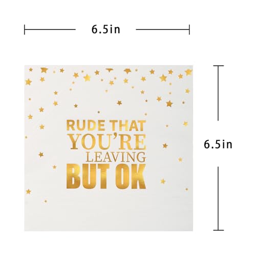 Pandecor 50 Pieces 6.5 inches Disposable Napkins "Rude That You are Leaving But OK"Napkins for Going Away Job Change Office Retirement Farewell Party Decorations - Image 5
