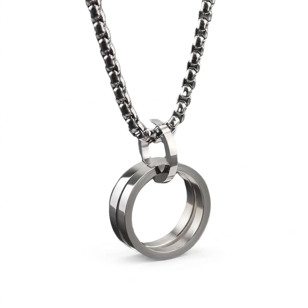 salty alpha Swanky Neck Chain for Men & Boys | Double Ring Stainless Steel Pendant Locket Necklace | Men's Jewellery | Anniversary, Engagement, Birthday & Everyday Wear Gift | Marriage, Birthday | Gift for Valentine Day-picture-34