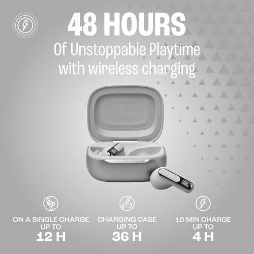 JBL Live Beam 3 - True wireless noise-cancelling stick-closed earbuds, 48Hrs total playback, Wireless Charging, IP55 waterproof and dustproof (Silver or Black) - image 3