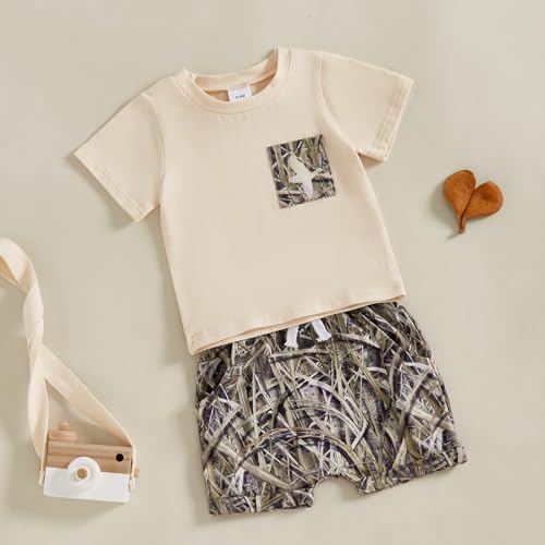 Toddler Baby Boy Hunting Outfits Duck Jungle Camo Short Sleeve T Shirt Shorts Set Casual Summer Clothes 2Pcs3