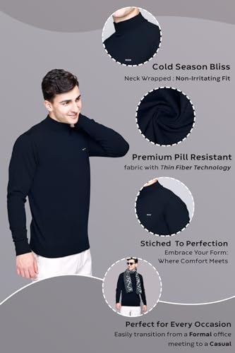 Image of GODFREY Woolen Full Sleeve Sweaters for Men Winter Wear - Turtle Neck Pullover for Men Stylish