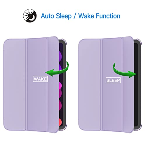 Image of JETech Cover Case for iPad mini (A17 Pro, 2024 Model, 7th Generation) / mini 6 (2021 Model, 6th Generation), Slim Stand Hard Back Shell Smart Cover with Auto Wake /Sleep (Purple)