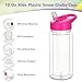 5 Pack 10 Oz Plastic Snow Globe Tumbler for Kids with Pre-Drilled Hole and Plug, Leak Proof Double Wall Snow Globe Sports Water Bottles with Portable Handle for Glitter DIY Gift, Mixed Color