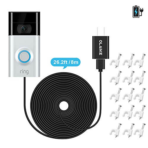 OLAIKE 26 ft/8 m Charge Cable with DC Power Adapter for All-new Ring Video Doorbell 4(2021 release) & Ring Doorbell 2 & Ring Video doorbell 3/3Plus,Waterproof Charging,No Need to Change the Batteries