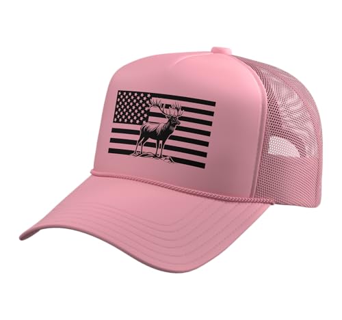 Image of Outdoor Antlers Elk Deer Hunting Trucker Hat with Adjustable Mesh Back
