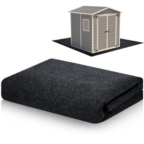 Image of Haull Shed Floor Mat 8.2 x 10.2 ft, Outdoor Storage Sheds Flooring Mat with Waterproof PE Backing, Absorbent Felt Top, Non Slip Washable Protector Rug for Garden, Garage, Carport, Shed Not Included
