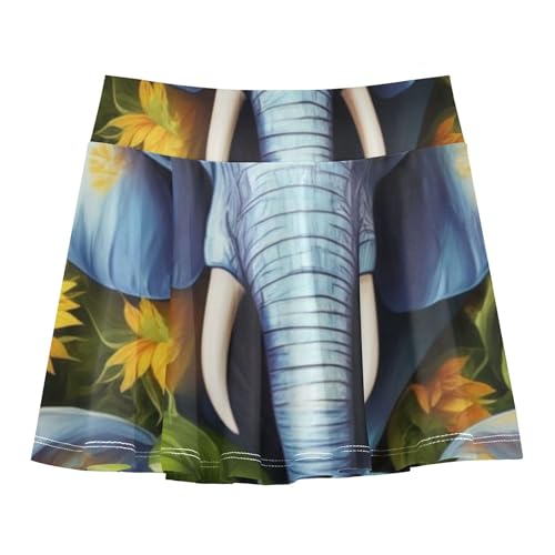 Vibrant Elephants Sunflowers Toddler Tennis Skirts Clothes Athletic Shorts for Girls Skorts Butterfly Skirt 4t