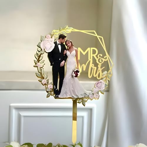 Image of Mr and Mrs Couple Cake Topper Wedding and Anniversary Cupcake Decoration for Bride and Groom Party Supplies