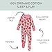 HonestBaby Non-Slip Footed Pajamas One-Piece Sleeper Zip-front Pjs 100% Organic Cotton for Baby Girls, Strawberry Slice, 24 Months