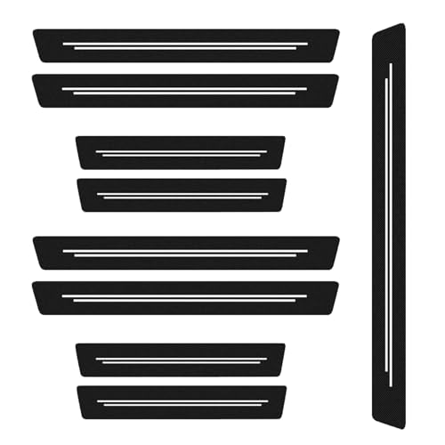 Xmart 9 piezas Pegatinas Umbral de Puerta de Coche Protector Cinta Umbral Fibra Carbono Negro Puerta Estribos Coche Universal protectores para Bordes Puertas Autom