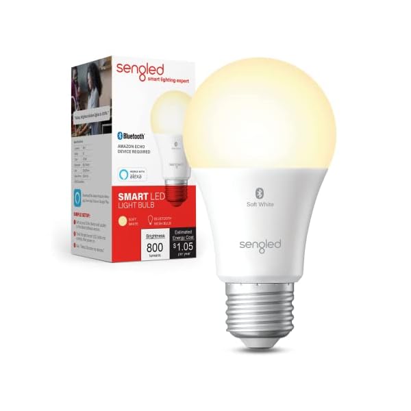 Sengled Alexa Light Bulb, S1 Auto Pairing with Alexa Devices, Warm Smart Light Bulbs, Bluetooth Mesh Smart Home Lighting, E26 60W Equivalent, 800LM, 1-Pack
